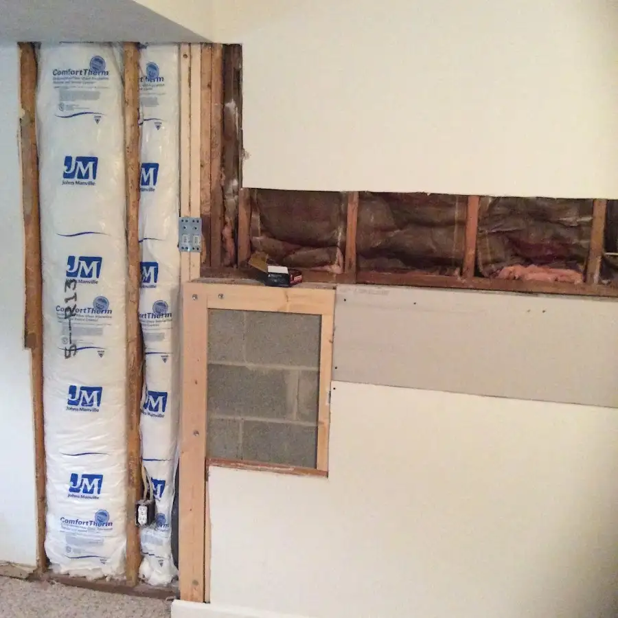 Wall insulation replacement during Basement Flood Cleanup in Manassas